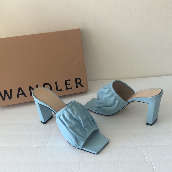Wandler Ava Mule Lambskin Leather Sky Blue Shoes Heels Italy 38/ 8B - Picture 5 of 13